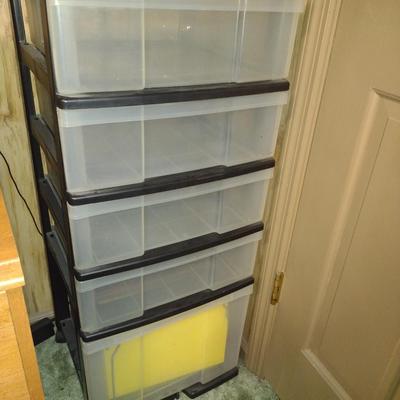Plastic Five Drawer Organizer- Approx 15 1/2" x 16" x 38 1/4" Tall
