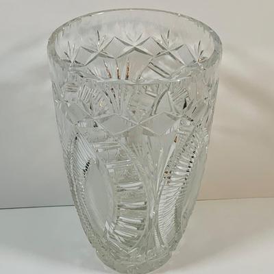LOT 2: Set of Two (2) Beautiful Cut Crystal` Vases Featuring Dark Red Hand Blown Lead Crystal Vase