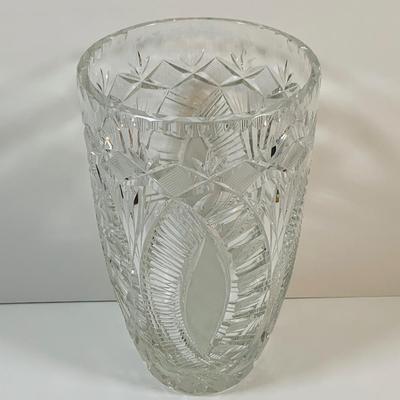 LOT 2: Set of Two (2) Beautiful Cut Crystal` Vases Featuring Dark Red Hand Blown Lead Crystal Vase