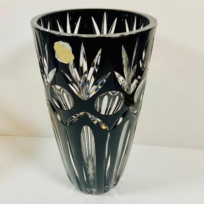 LOT 2: Set of Two (2) Beautiful Cut Crystal` Vases Featuring Dark Red Hand Blown Lead Crystal Vase