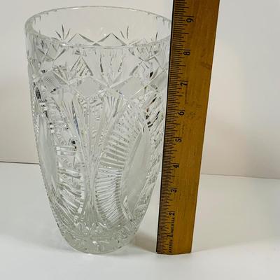 LOT 2: Set of Two (2) Beautiful Cut Crystal` Vases Featuring Dark Red Hand Blown Lead Crystal Vase