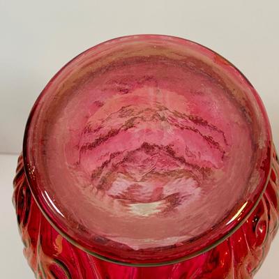 LOT 3: Fenton Ocean Waves Pink Glass Vase and Cranberry Glass Toby Jug