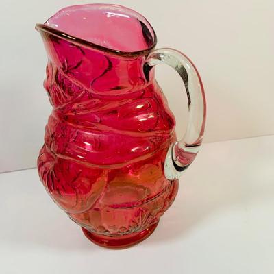 LOT 3: Fenton Ocean Waves Pink Glass Vase and Cranberry Glass Toby Jug