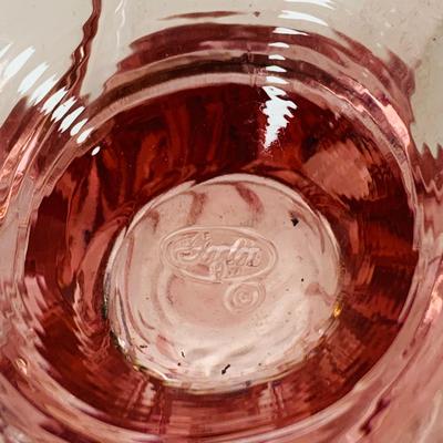 LOT 3: Fenton Ocean Waves Pink Glass Vase and Cranberry Glass Toby Jug