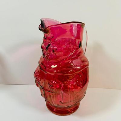 LOT 3: Fenton Ocean Waves Pink Glass Vase and Cranberry Glass Toby Jug