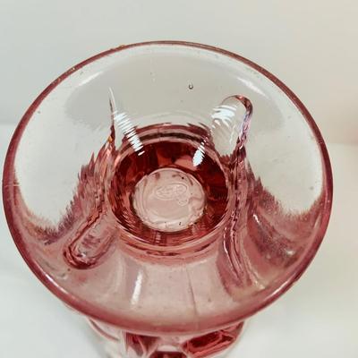 LOT 3: Fenton Ocean Waves Pink Glass Vase and Cranberry Glass Toby Jug
