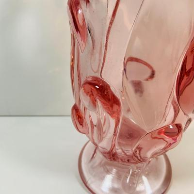 LOT 3: Fenton Ocean Waves Pink Glass Vase and Cranberry Glass Toby Jug
