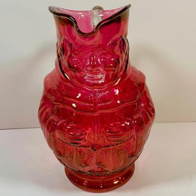 LOT 3: Fenton Ocean Waves Pink Glass Vase and Cranberry Glass Toby Jug