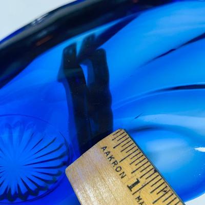 LOT 4: Beautiful Cobalt Blue Glass Collection Including Relish Dish, Bell with Etched Bird, Glass Toby Jug, Wheaton Season’s Greeting...