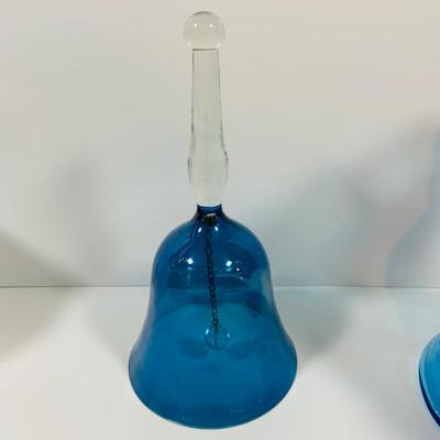 LOT 4: Beautiful Cobalt Blue Glass Collection Including Relish Dish, Bell with Etched Bird, Glass Toby Jug, Wheaton Season’s Greeting...
