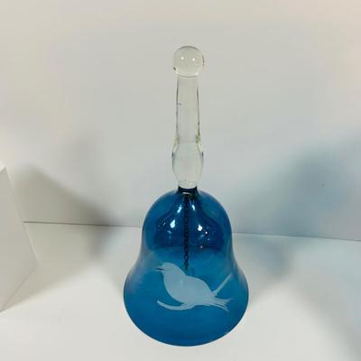LOT 4: Beautiful Cobalt Blue Glass Collection Including Relish Dish, Bell with Etched Bird, Glass Toby Jug, Wheaton Season’s Greeting...