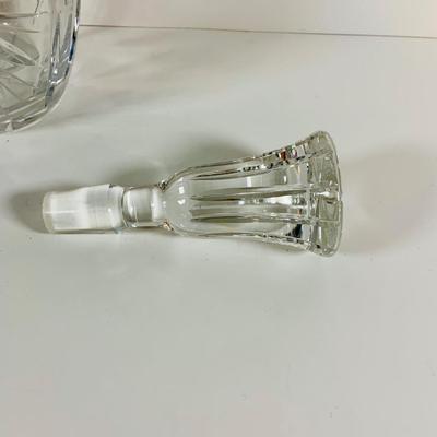 LOT 10: Cobalt Blue Italian Made Glass Ice Bucket by Clive and Crystal Cut Glass Decanter with Stopper