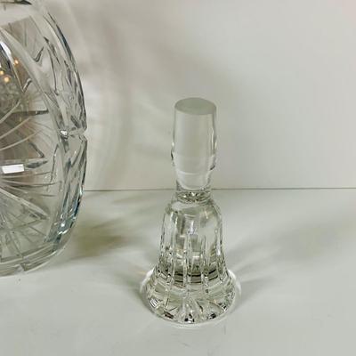 LOT 10: Cobalt Blue Italian Made Glass Ice Bucket by Clive and Crystal Cut Glass Decanter with Stopper