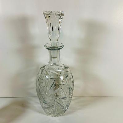 LOT 10: Cobalt Blue Italian Made Glass Ice Bucket by Clive and Crystal Cut Glass Decanter with Stopper