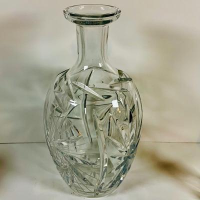 LOT 10: Cobalt Blue Italian Made Glass Ice Bucket by Clive and Crystal Cut Glass Decanter with Stopper