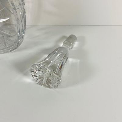 LOT 10: Cobalt Blue Italian Made Glass Ice Bucket by Clive and Crystal Cut Glass Decanter with Stopper