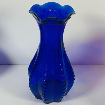 LOT 11: Cobalt Blue Glass Collection - Clevenger Pitcher & Vase, Indiana Glass Vase,