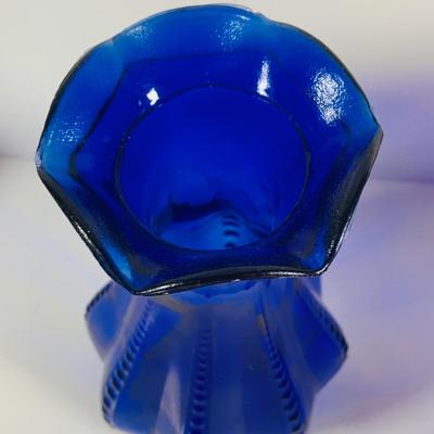 LOT 11: Cobalt Blue Glass Collection - Clevenger Pitcher & Vase, Indiana Glass Vase,