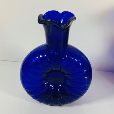 LOT 11: Cobalt Blue Glass Collection - Clevenger Pitcher & Vase, Indiana Glass Vase,