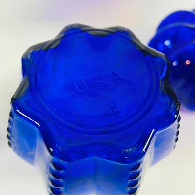 LOT 11: Cobalt Blue Glass Collection - Clevenger Pitcher & Vase, Indiana Glass Vase,