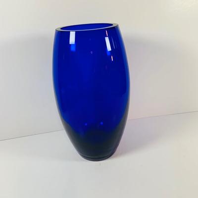 LOT 13: Beautiful Cobalt Blue -Vases Blenko Style Spherical Vase and a Hand Blown Oval Vase
