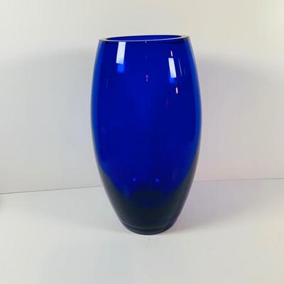 LOT 13: Beautiful Cobalt Blue -Vases Blenko Style Spherical Vase and a Hand Blown Oval Vase