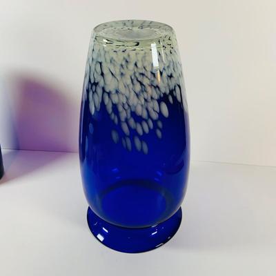 LOT 16: Large Cobalt Blue Hand Blown Art Glass Vases