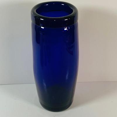 LOT 16: Large Cobalt Blue Hand Blown Art Glass Vases