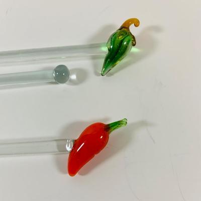 LOT 17: Collection of Glass Swizzle /Cocktail Stirrers, Glass Candy Dish and More