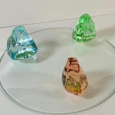 LOT 17: Collection of Glass Swizzle /Cocktail Stirrers, Glass Candy Dish and More
