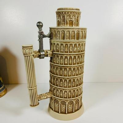 LOT 20: Collection of Beer Steins Including Berlin Wall Stein with a Piece of the Wall on The Lid