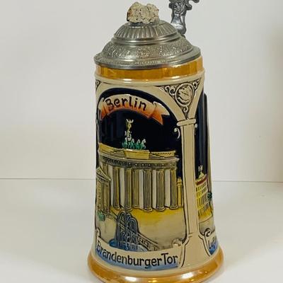 LOT 20: Collection of Beer Steins Including Berlin Wall Stein with a Piece of the Wall on The Lid