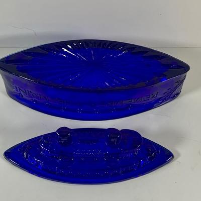 LOT 25: Mermaid Art by James Dampier, Javit Crystal Decanter with Etched Sailboat, Glass Boat Candy Dish
