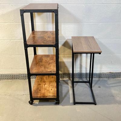 LOT 55: Rolling Shelf Unit and Side Table