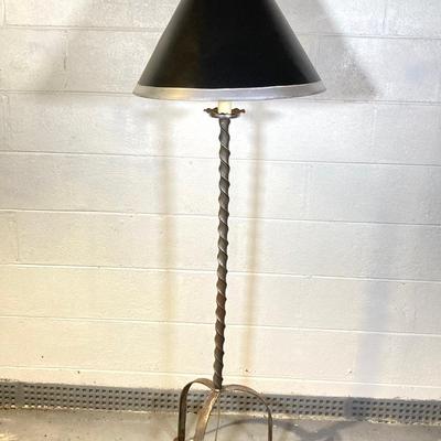 LOT 57: Twisted Corkscrew Metal Lamp and Pair of Stand Fans
