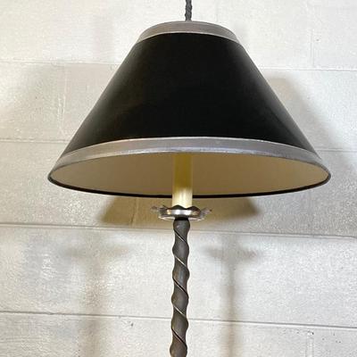 LOT 57: Twisted Corkscrew Metal Lamp and Pair of Stand Fans