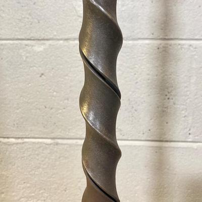LOT 57: Twisted Corkscrew Metal Lamp and Pair of Stand Fans