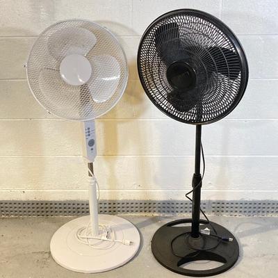 LOT 57: Twisted Corkscrew Metal Lamp and Pair of Stand Fans