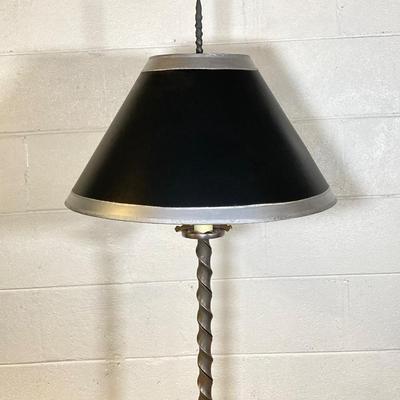 LOT 57: Twisted Corkscrew Metal Lamp and Pair of Stand Fans
