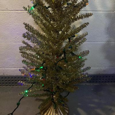LOT 59: Colorful Christmas Trees and Tote filled with Decorations