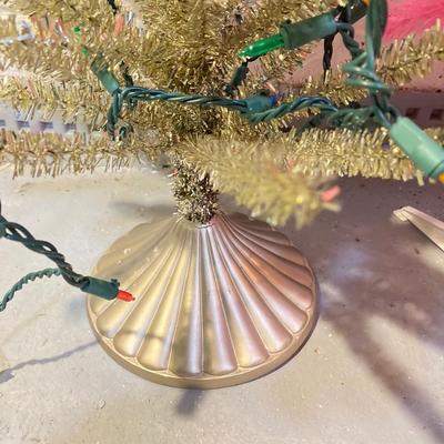 LOT 59: Colorful Christmas Trees and Tote filled with Decorations