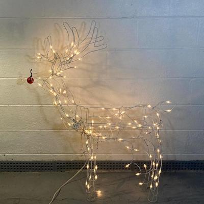 LOT 62: Inflatable Snowman, Lighted Rudolph, Lighted Candy Canes, Pair of Collapsible Lighted Christmas Trees