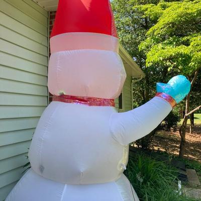 LOT 62: Inflatable Snowman, Lighted Rudolph, Lighted Candy Canes, Pair of Collapsible Lighted Christmas Trees