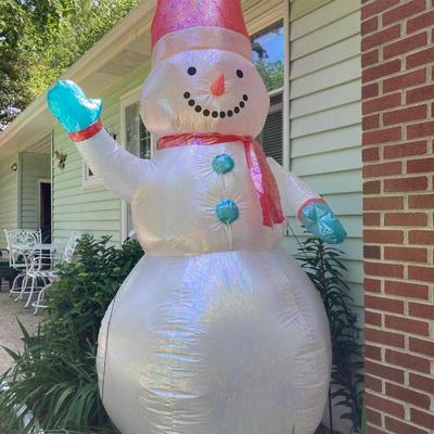 LOT 62: Inflatable Snowman, Lighted Rudolph, Lighted Candy Canes, Pair of Collapsible Lighted Christmas Trees