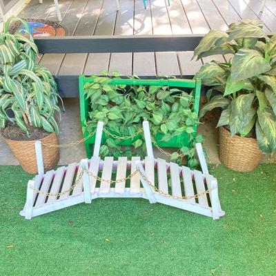 LOT 63: Wooden Plant Holders and Faux Plants