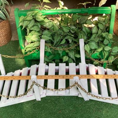 LOT 63: Wooden Plant Holders and Faux Plants