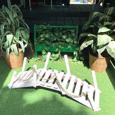 LOT 63: Wooden Plant Holders and Faux Plants