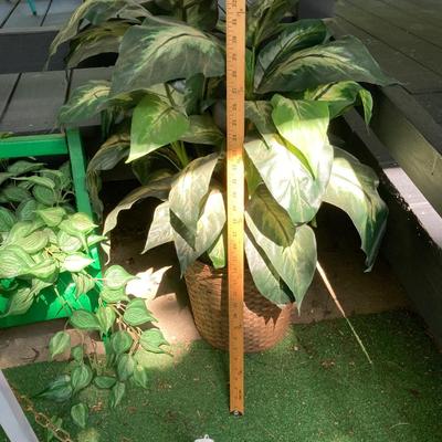 LOT 63: Wooden Plant Holders and Faux Plants
