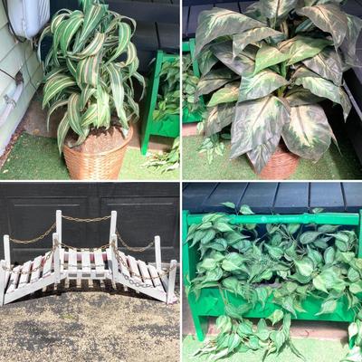 LOT 63: Wooden Plant Holders and Faux Plants