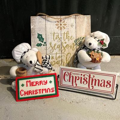 LOT 65: Large Christmas Collection - Mechanical / Musical Santa, Brass Candlestick Holders, Plush Animals, Signs and Much More